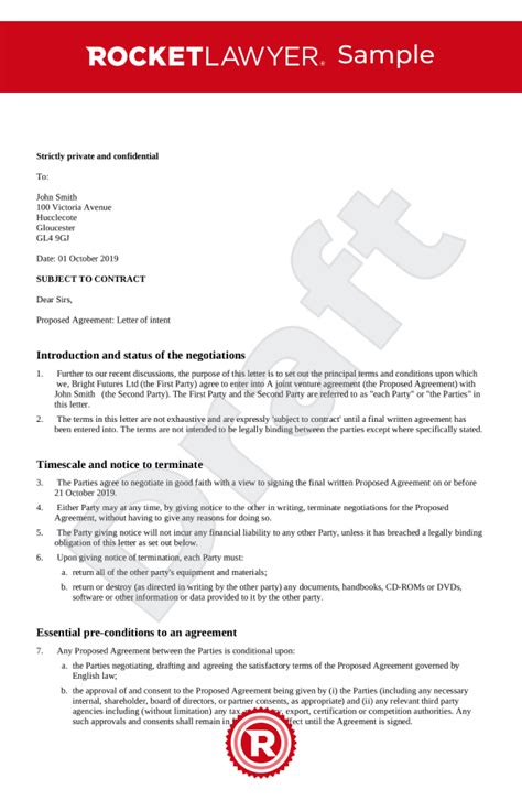 free letter of intent template and faqs rocket lawyer uk