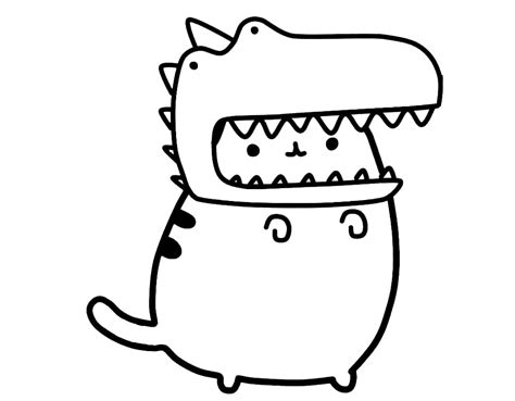 Dinosaur Pusheen Coloring Page Download Print Or Color Online For Free