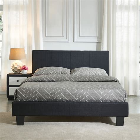 Double Upholstered Platform Bed 54 Black