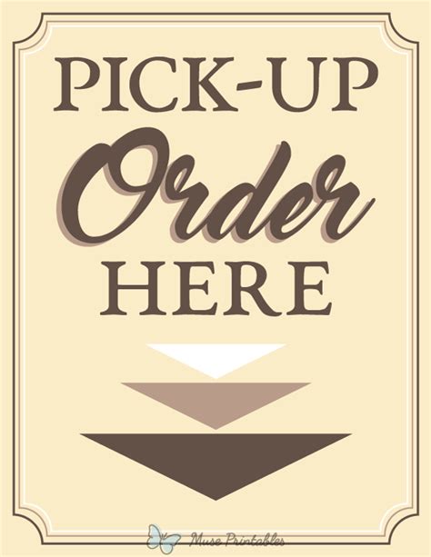 Printable Pick Up Order Here Arrow Sign