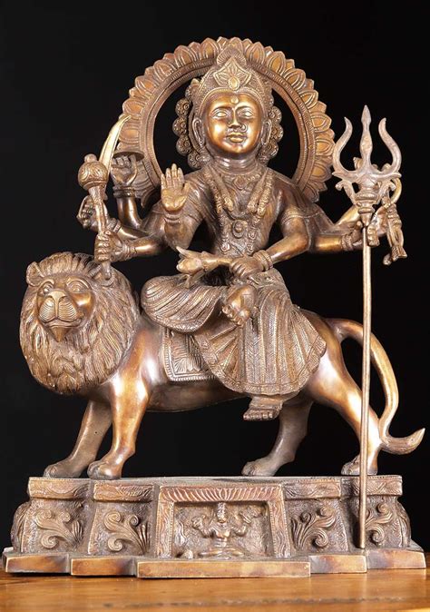Brass Durga Statue Riding Lion 17 72bs50z Hindu Gods And Buddha Statues