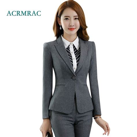 Acrmrac Women Suits Spring And Autumn Suit Slim Jacket Pants Ol Formal Women Pants Suits Womens