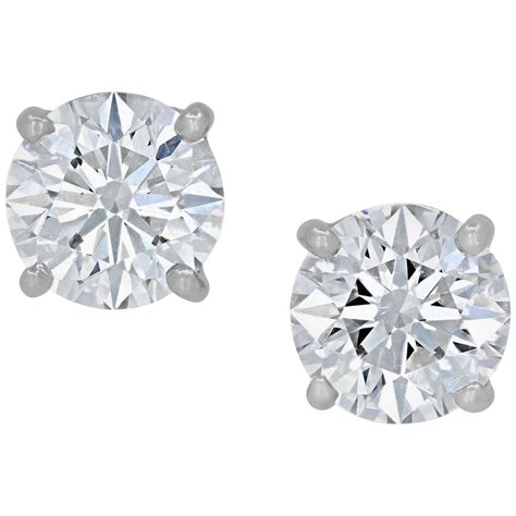 Internally Flawless D Colour Gia Carat Round Diamond Studs For Sale