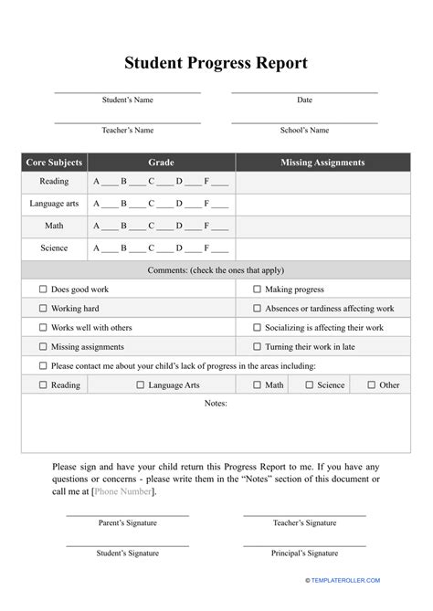Student Progress Report Template Fill Out Sign Online And Download