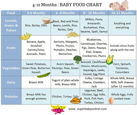 The following chart will clear some of the doubts about baby foods by age. Indian Baby Food Chart : 6 to 12 months (with 45 recipes )