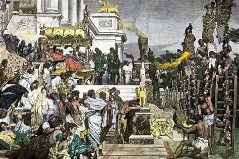 Roman Emperor Nero Burning Christians As Human Torches