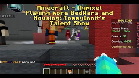 Minecraft Hypixel Playing Bedwars And Tommyinnits Talent Show In