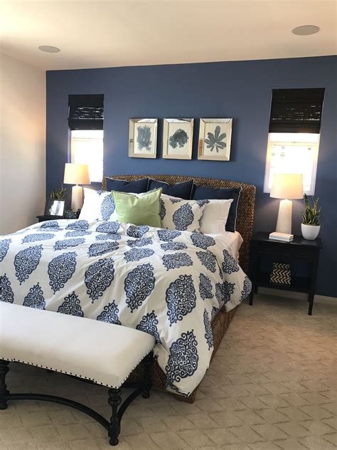 Navy Blue Accent Wall Master Bedroom