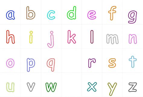 Outlines Of Alphabet Letters From A To Z In Lower Cases Free