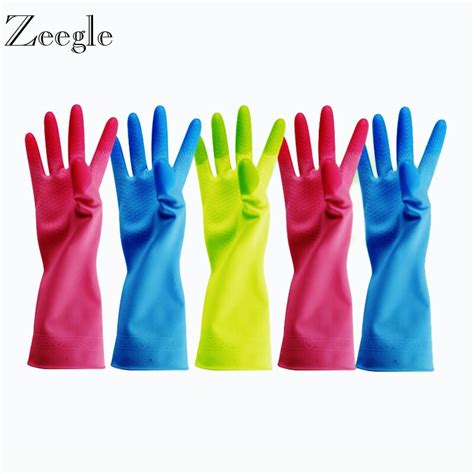 Zeegle Durable Waterproof Household Glove Rubber Latex Dish Washing Cleaning Long Gloves