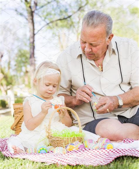 Grandpa And Granddaughter On Easter Easter Activities Easter Photoshoot Activity Director
