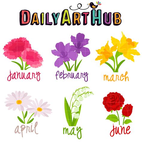 Flower Of The Month Clip Art Set Daily Art Hub Free Clip Art Everyday