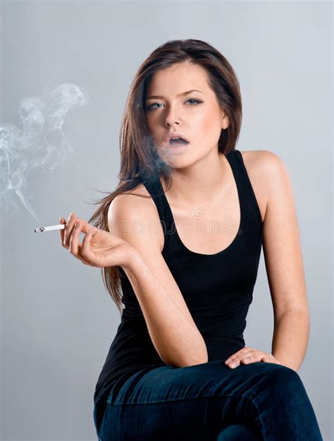 Beautiful Girl Smoking A Cigarette Stock Image Image Of Elegant