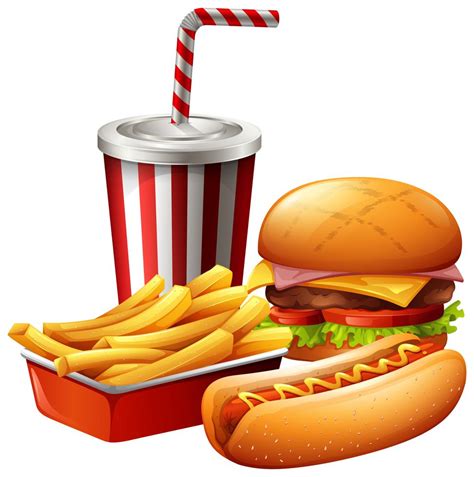 Meal Of Fast Food 303076 Vector Art At Vecteezy