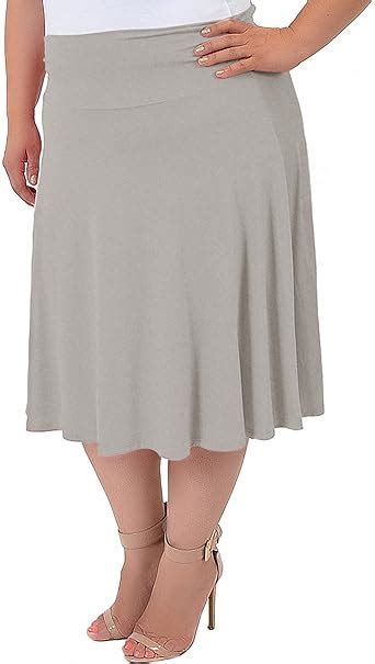 Stretch Is Comfort Womens Plus Size Knee Length Flowy Skirt Heather