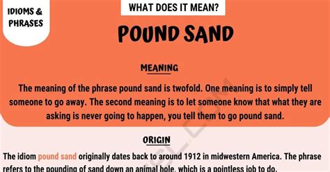 Pound Sand Learn The Meaning Of The Interesting Idiom Pound Sand 7esl
