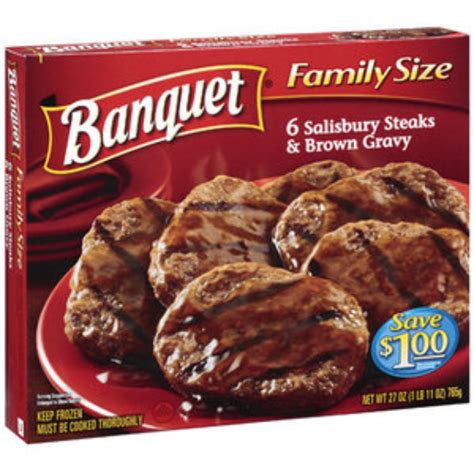 Banquet salisbury steaks & brown gravy family size, 6 count, 27 oz. Banquet Salisbury Steak With Brown Gravy Reviews, Q&A | Influenster | Frozen meals, Food ...