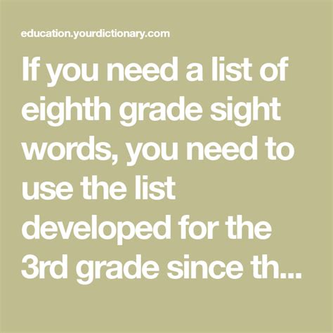 Teaching Resources And Activities For Sight Words For 8th Grade Sight