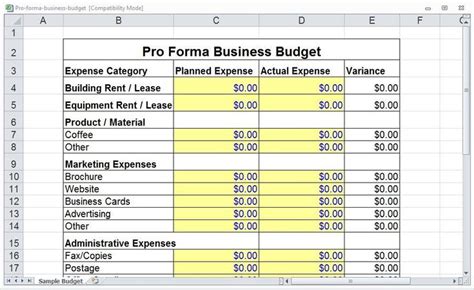 Pro Forma Template For Startup New 4 Pro Forma Bud Templates Excel Xlts