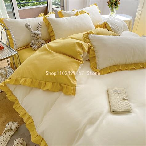Korean Princess Style Bedding Sets Ins Lace Bowknot Duvet Cover Fitted Sheet For Girl Woman Home