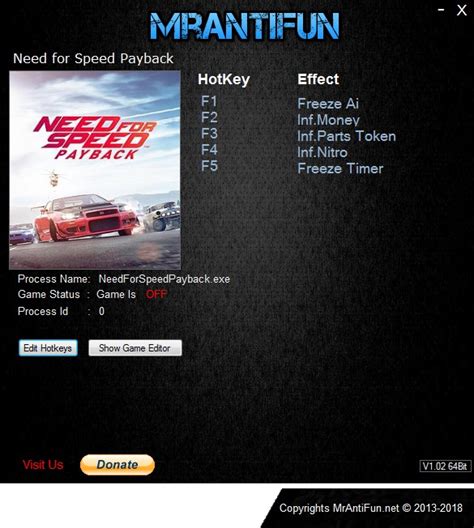 Need For Speed Payback Trainer 5 V28 09 2018 {mrantifun} Download Free