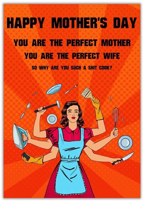 Funny Mothers Day Card Perfect Mother Woman Juggling Lots Of Cooking Pans And Plates With