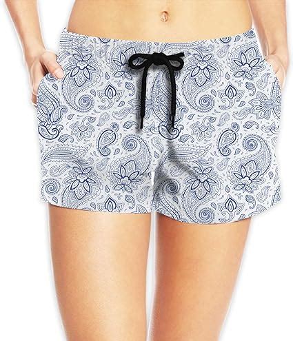 Classical Floral Women Summer Beach Board Shorts Swim Trunks Quick Dry Fashion White At Amazon