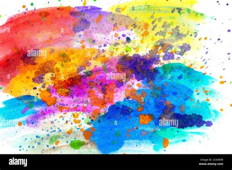 Abstract Colorful Bright Multi Colored Watercolor Background On White