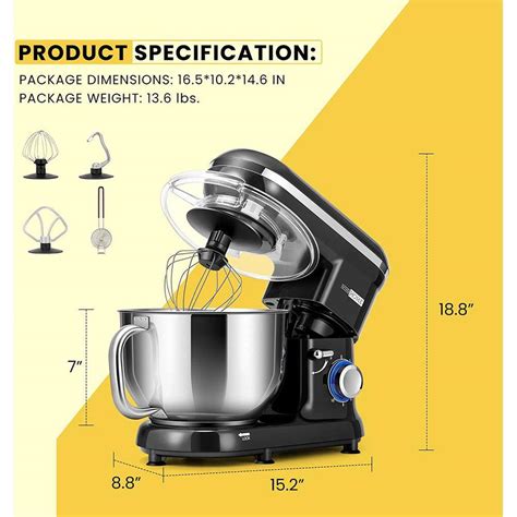 buy 660 watt 6 qt 10 speed black tilt head kitchen stand mixer with beater dough hook and