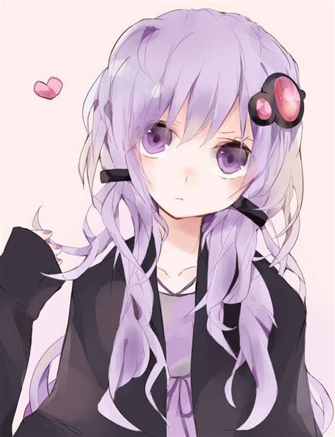 Anime Girl With Lavender Hair And Purple Eyes Description From