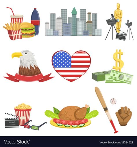 American National Symbols Set Royalty Free Vector Image