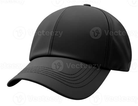 Blank Black Baseball Cap Isolated On Transparent Background Template