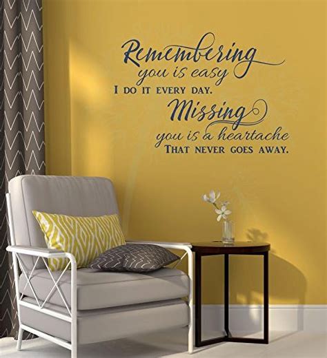 Remembering You Is Easy Vinyl Lettering Quote Wall Decor Art Memorial