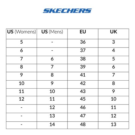 Skechers Women Size Chart