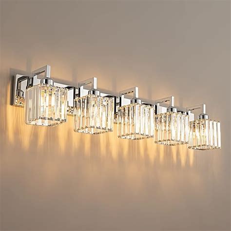 Zhlwin Modern Crystal Bathroom Vanity Light 5 Lights Chrome Wall Lamp