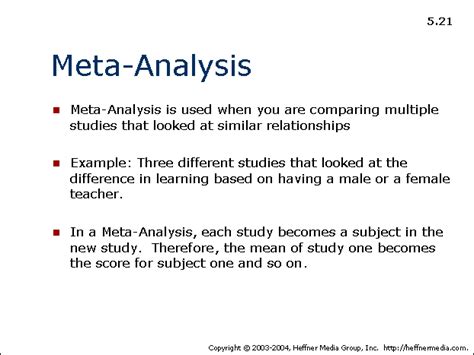 While carrying out a simple 'narrative' review of multiple studies could sum up repeating (or contradicting) patterns, it often relies on the experience of an expert in the field and therefore open to biases. 21: Meta-Analysis: Comparing Multiple Studies | AllPsych