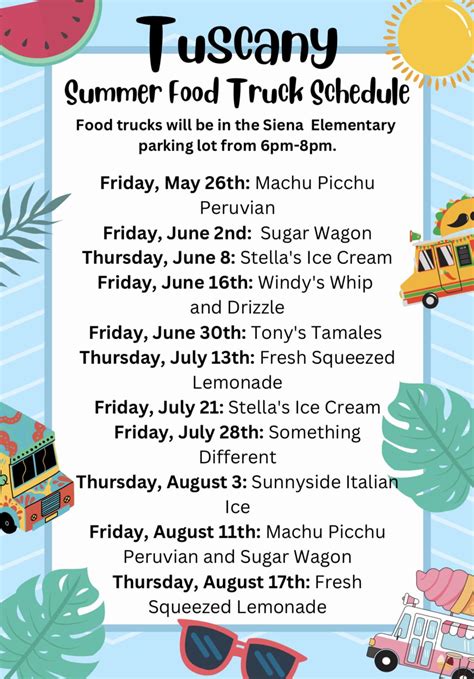 Tuscany Summer Food Truck Schedule Home At Tuscany