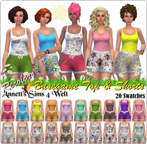 Basegame Tops And Shorts Recolors Sims 4 Sims Sims 4 Custom Content