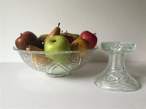 Vintage Fruit Bowl Centerpiece Bowl Crystal Glass Bowl