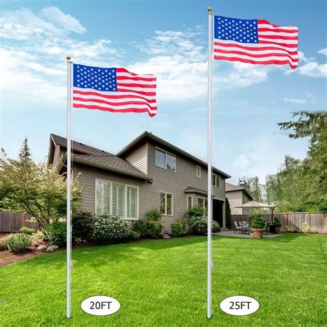25ft sectional flagpole kit outdoor aluminum halyard pole w lot2 us flags usa ebay