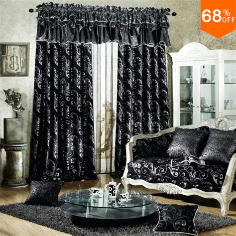 4.7 out of 5 stars. Black curtain luxurious Rod Stick curtains for living room ...