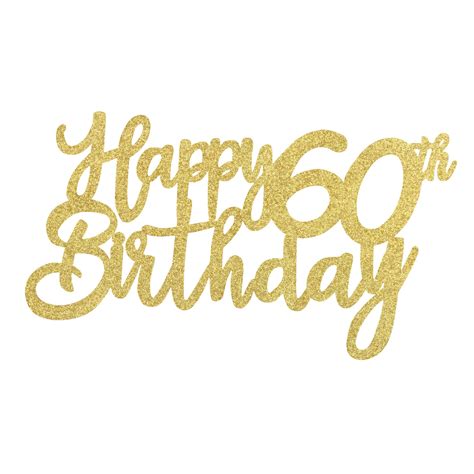 3 Pieces Happy 60th Birthday Cake Toppers Gold 60th Birthday Cake