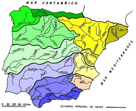 Vertientes Y Cuencas Hidrográficas De La Península Ibérica Rios De