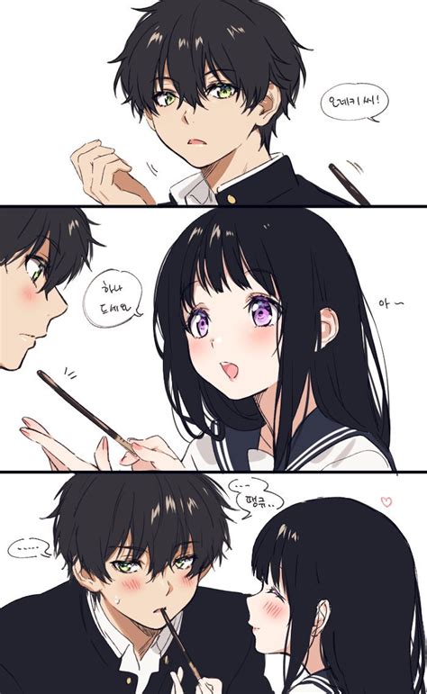 Chitanda Eru And Oreki Houtarou Hyouka Drawn By Mery Yangmalgage