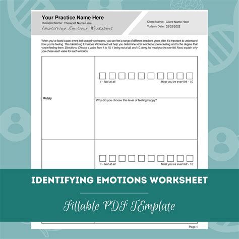 Identifying Emotions Worksheet Editable Fillable Pdf For Counselors