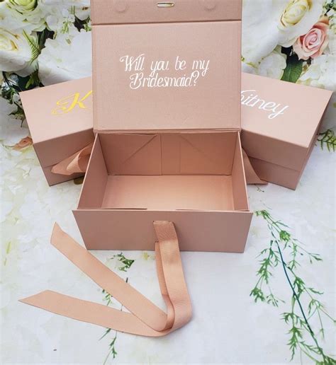 Personalized Rose Gold Magnetic Catch T Box With Bow Etsy T