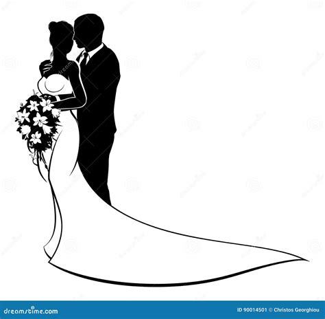 Bride And Groom Bouquet Wedding Silhouette Stock Vector Illustration Of Bridesmaid Graphic