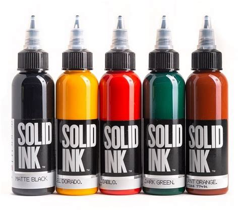 Solid Ink Traditional 5 Color Set 1oz2oz4oz Justat Tattoo Supplies