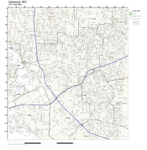 Amazon Com Zip Code Wall Map Of Kirkwood Mo Zip Code Map Not My Xxx