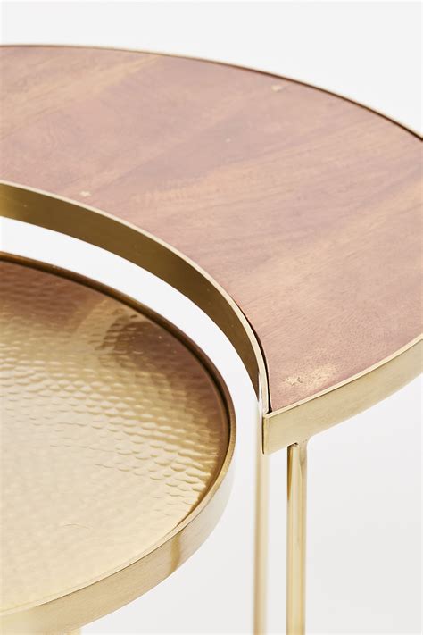 Buy Oliver Bonas Estelle Gold Metal Mango Wood Nest Of Tables Set From